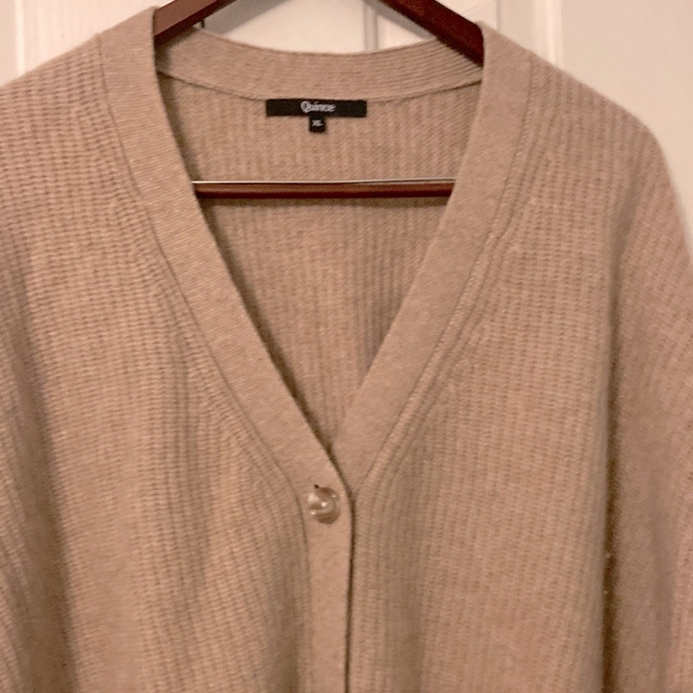 Quince Cashmere Oversized Cropped Cardigan Oatmeal Size XL - Picture 3 of 10